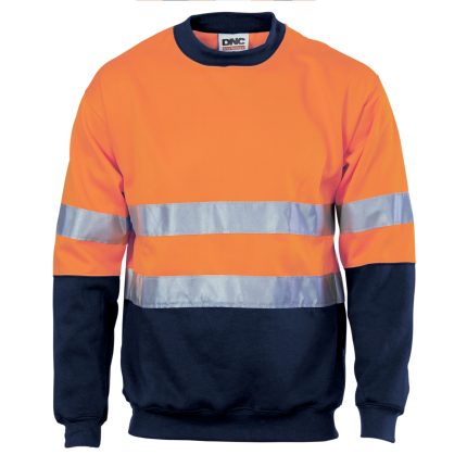 DNC HiVis Fleecy Sweat Shirt (Jumper) with CSR R/Tape Crew-Neck