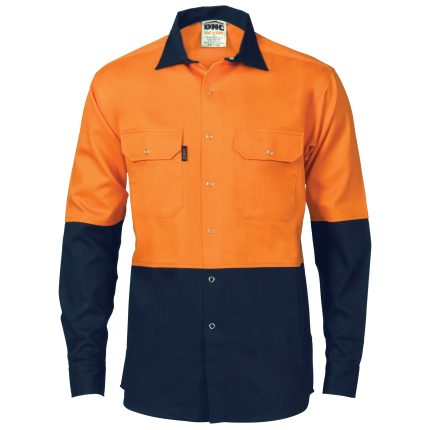DNC HiVis Two Tone Drill Shirt with Press Studs
